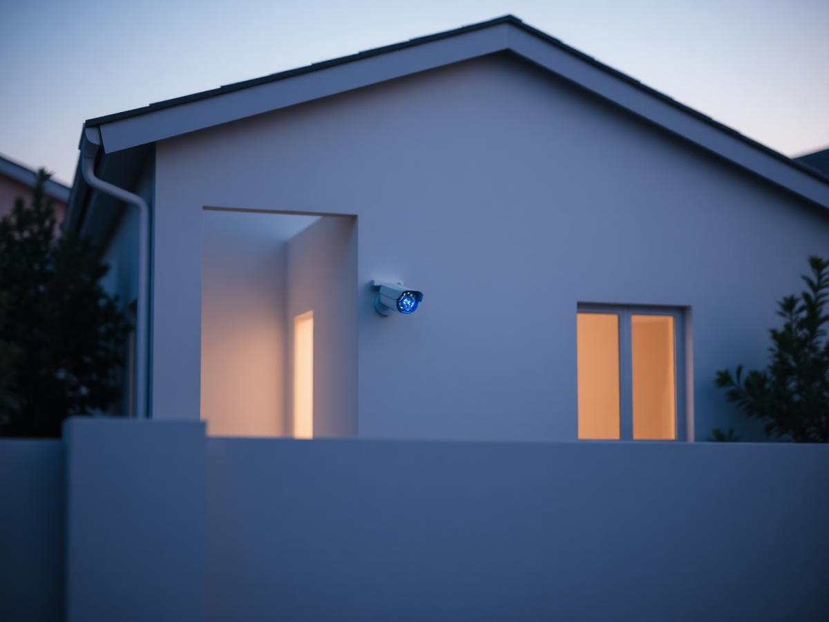 Casa com câmera de segurança na fachada